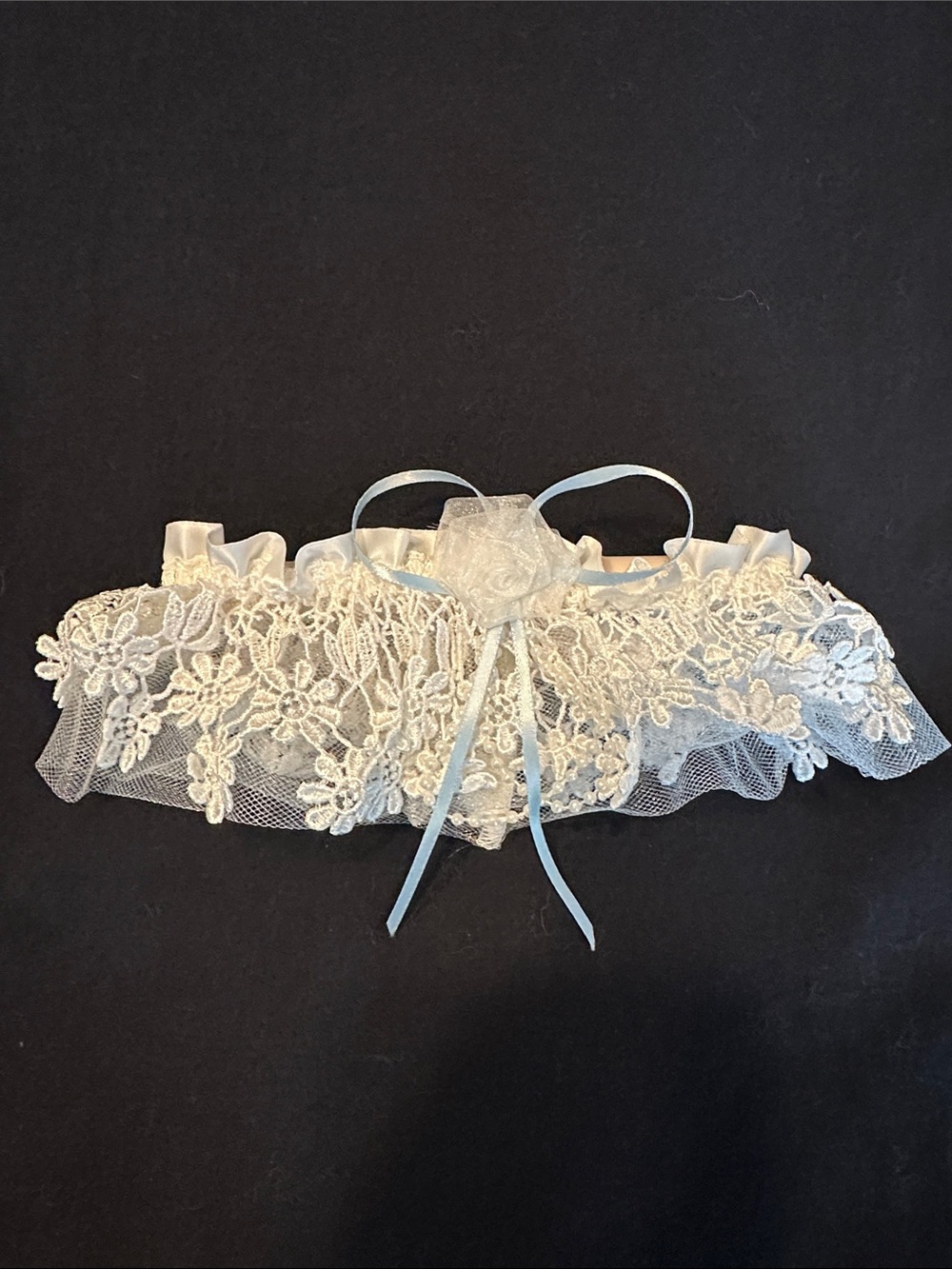 Victoria’s Secret Lace Bridal Garter with Blue Ribbon Accent